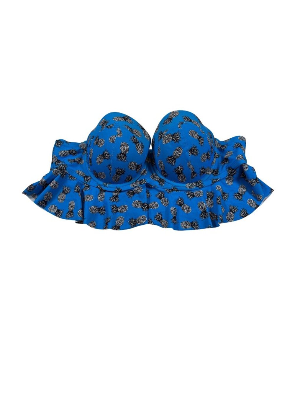 Torrid Womens Blue Pineapple Print Ruffle Bikini Top Size 4 (4X) (Y646)